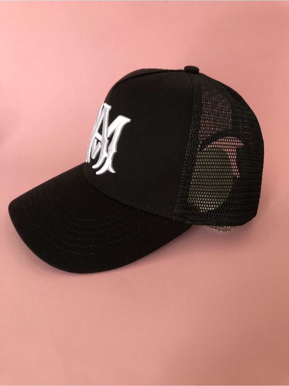 AMIRI Black Trucker Hat Embroidered AM Logo Unisex Sun Hat - Picture 6 of 13